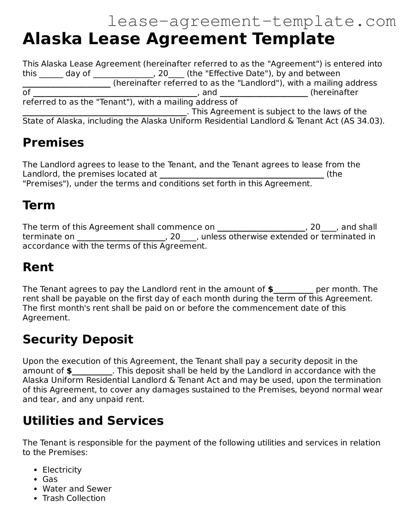 Attorney-Approved Alaska Lease Agreement Form