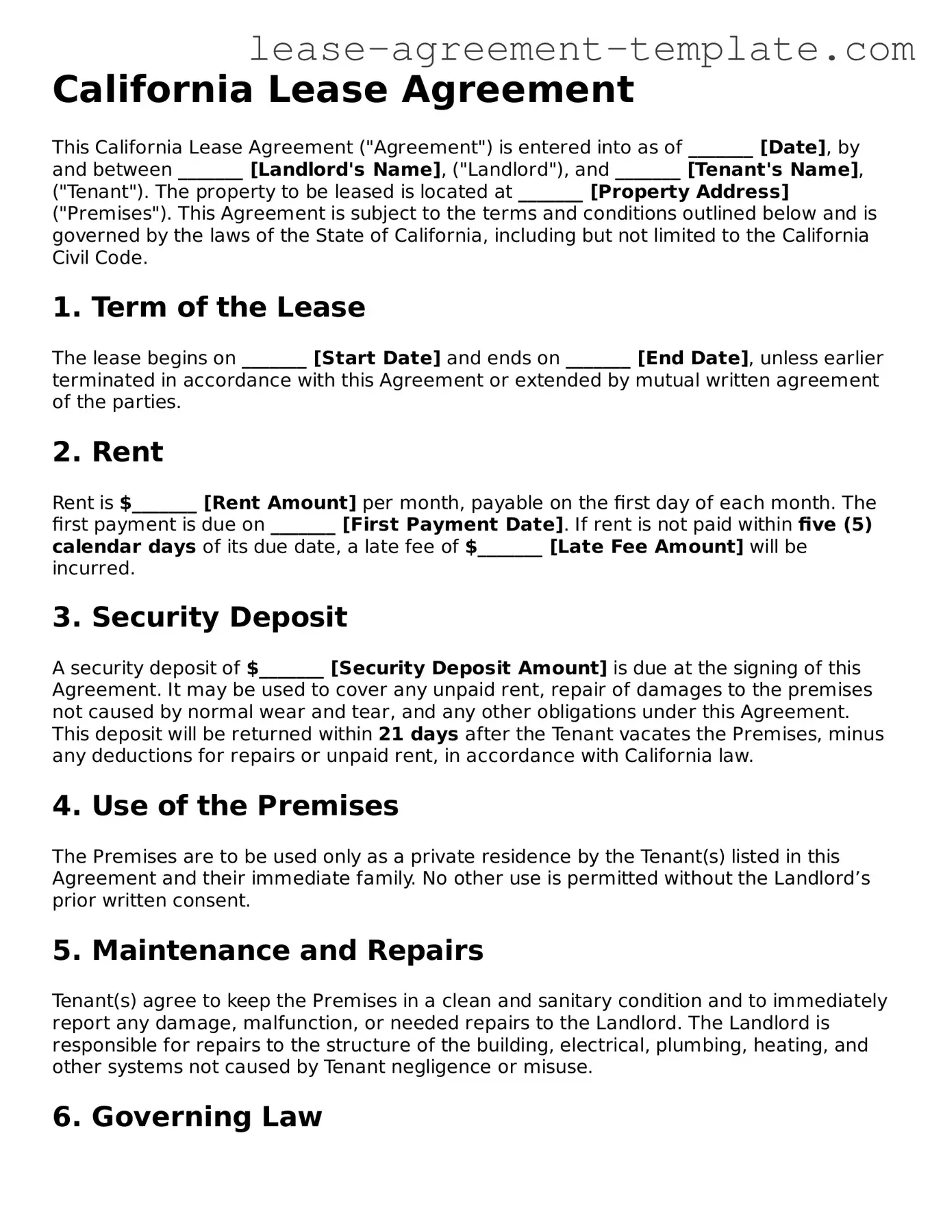 Attorney-Approved California Lease Agreement Form