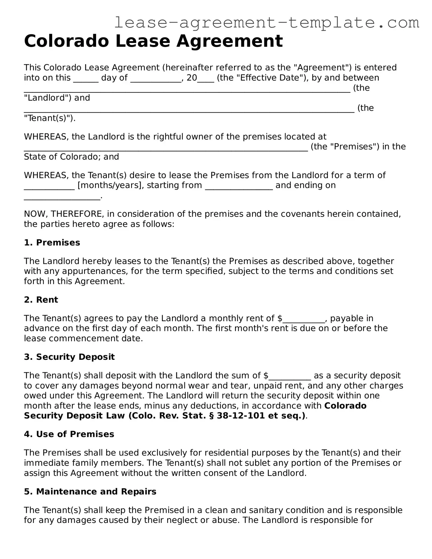 Attorney-Approved Colorado Lease Agreement Form