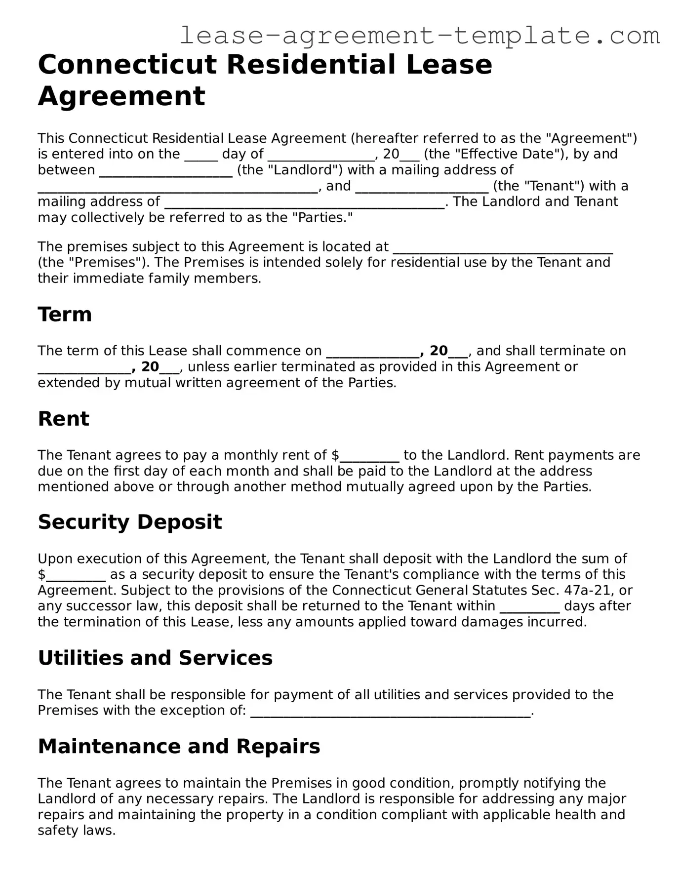 Attorney-Approved Connecticut Residential Lease Agreement Form