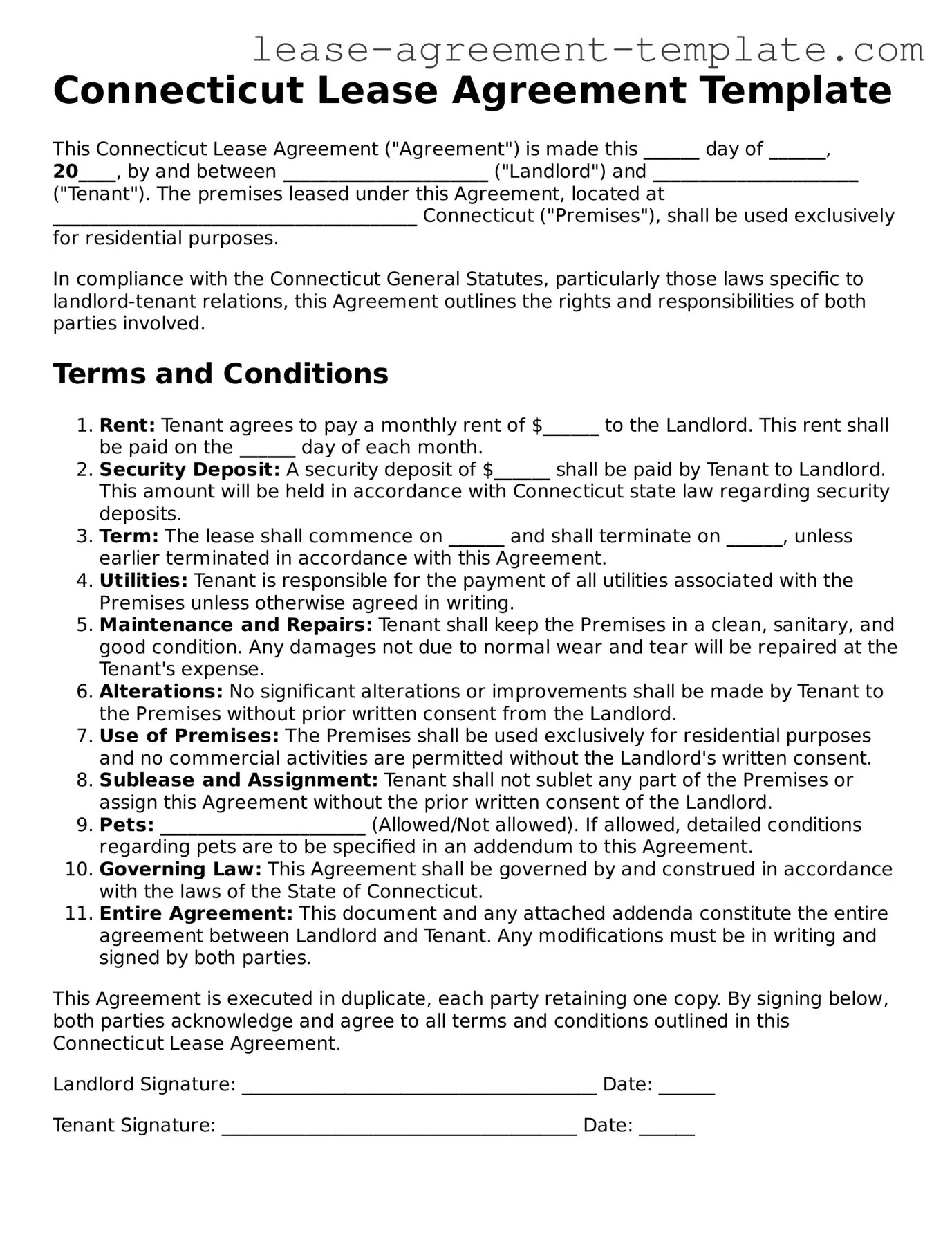 Attorney-Approved Connecticut Lease Agreement Form