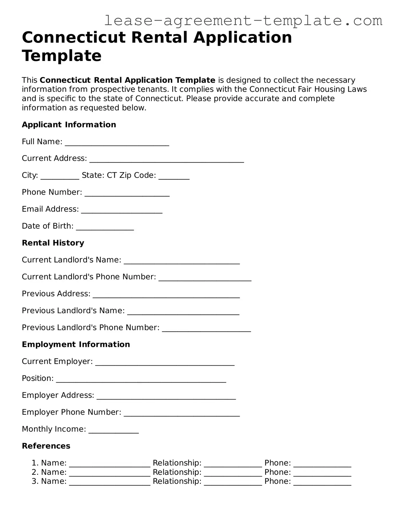 Attorney-Approved Connecticut Rental Application Form