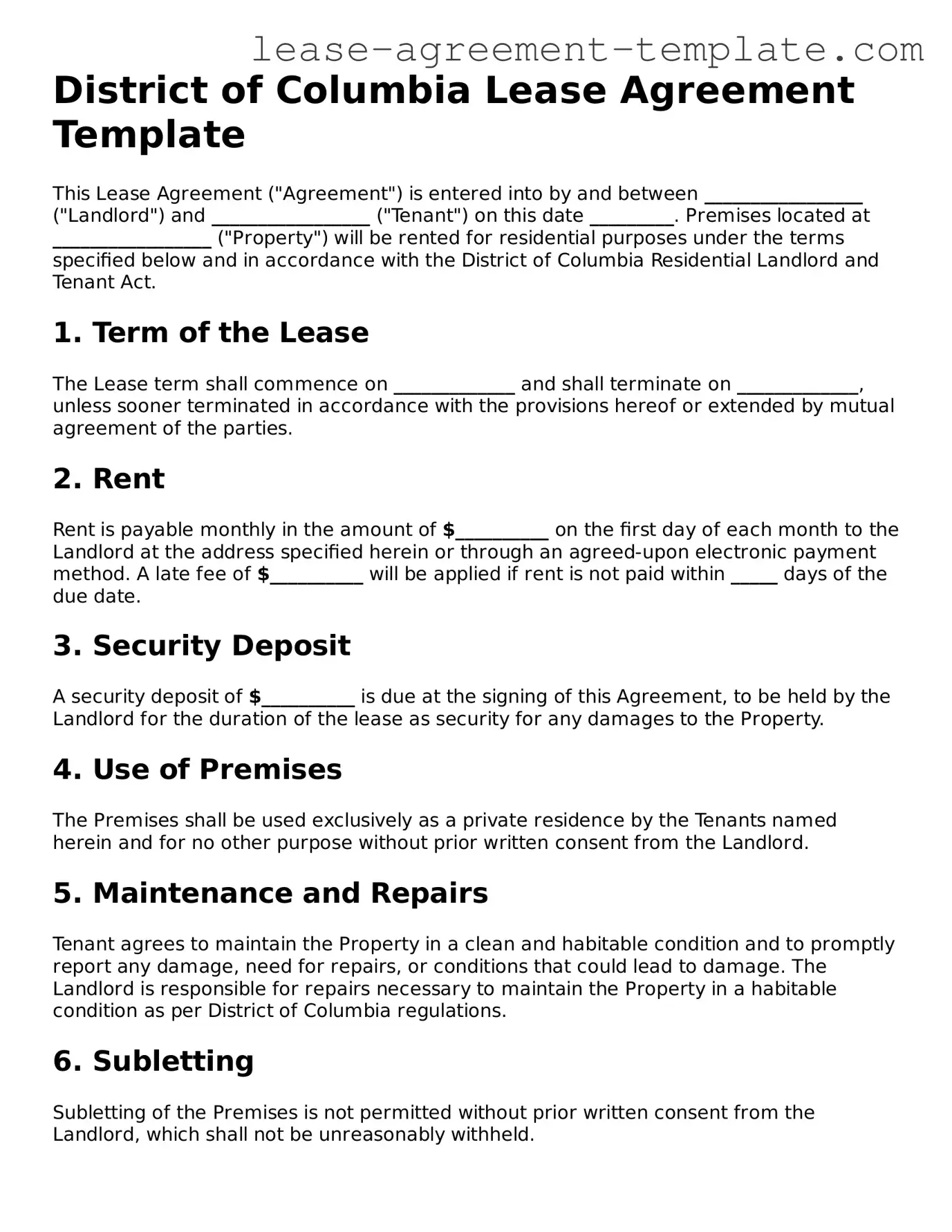 Attorney-Approved District of Columbia Lease Agreement Form