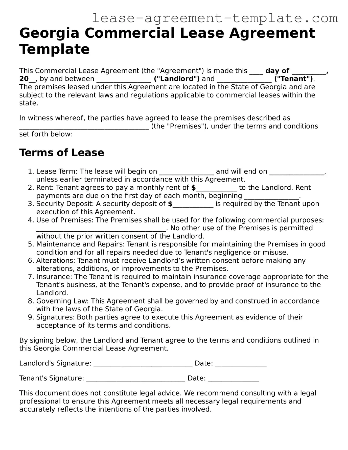 Attorney-Approved Georgia Commercial Lease Agreement Form