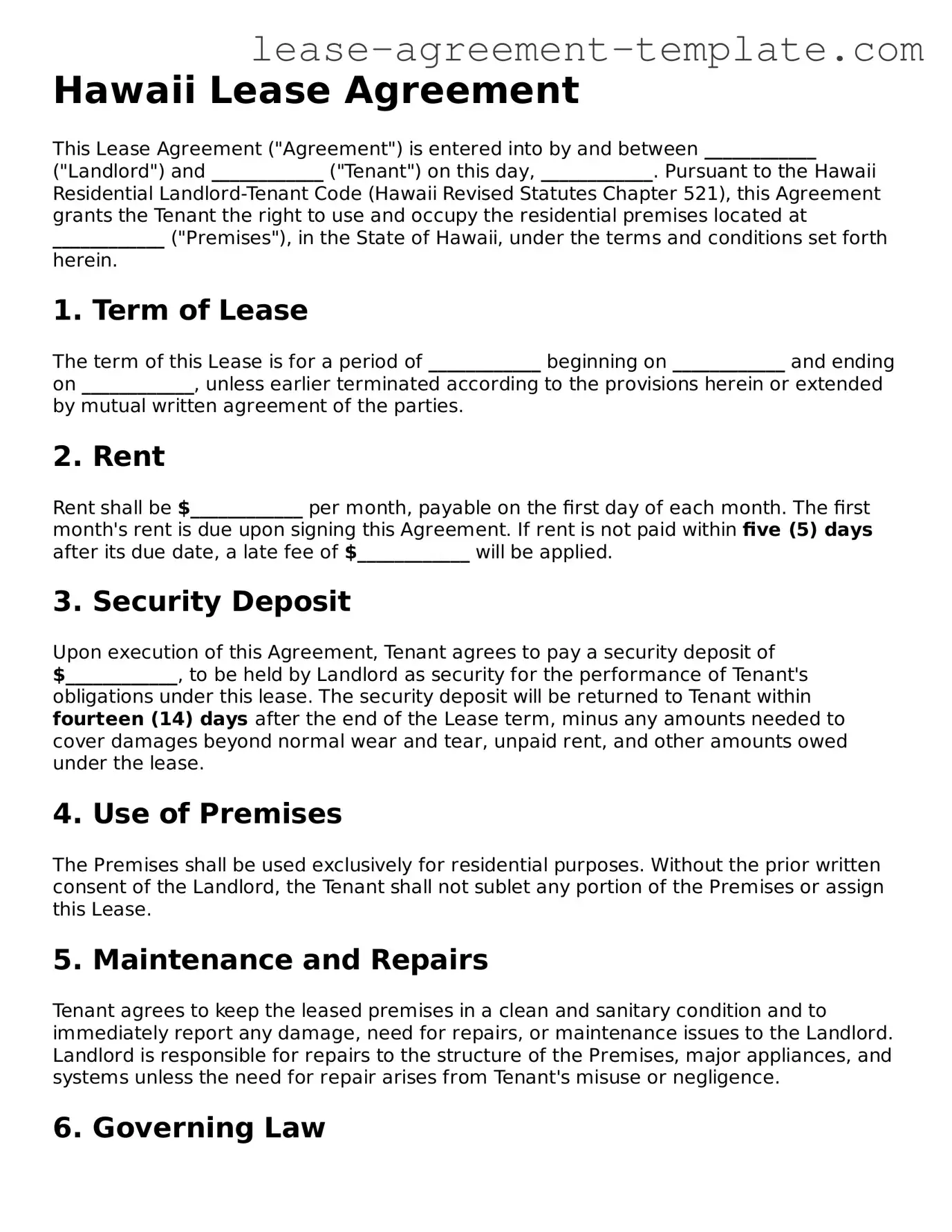 Attorney-Approved Hawaii Lease Agreement Form