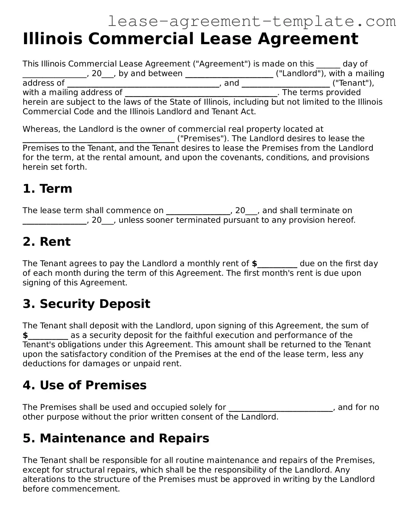 Attorney-Approved Illinois Commercial Lease Agreement Form