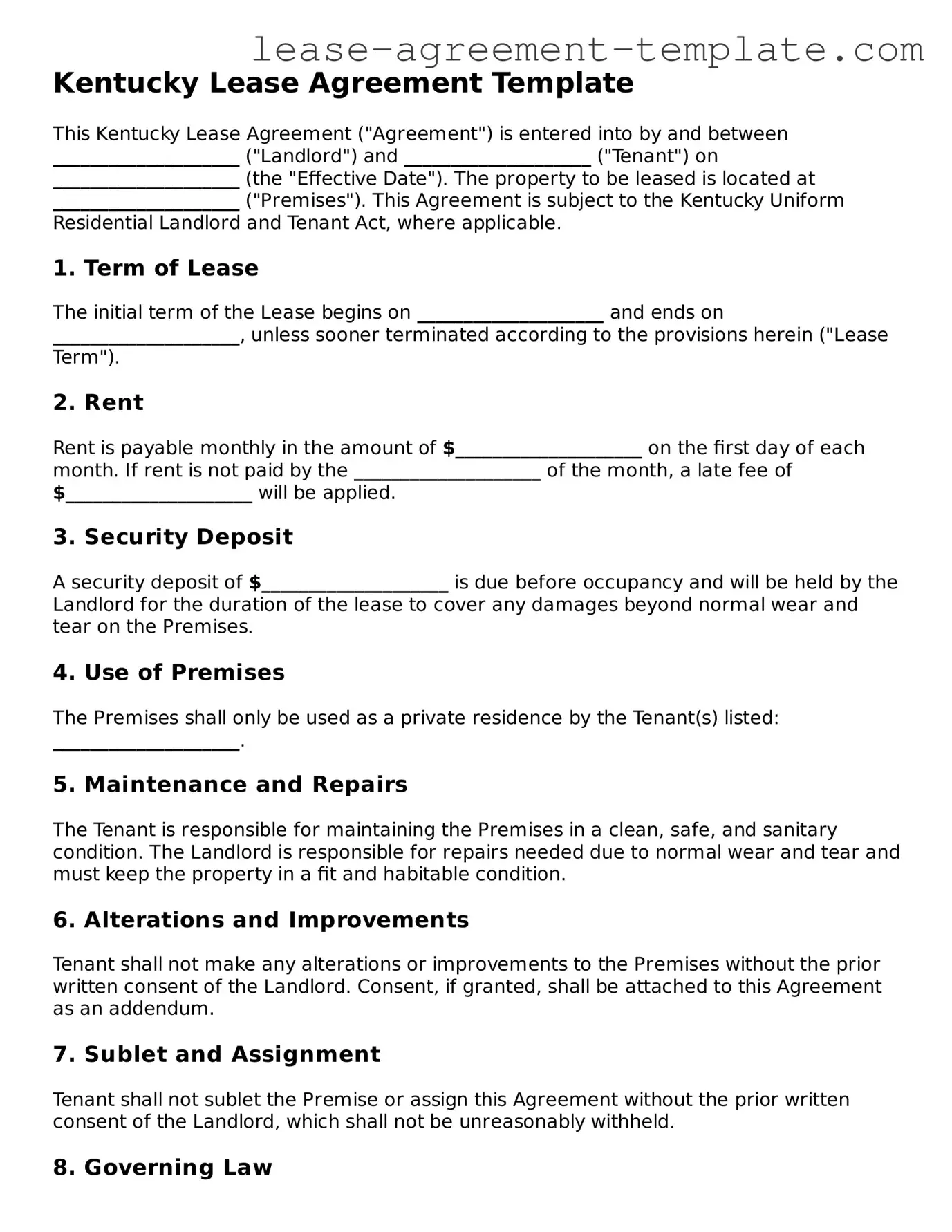 Attorney-Approved Kentucky Lease Agreement Form