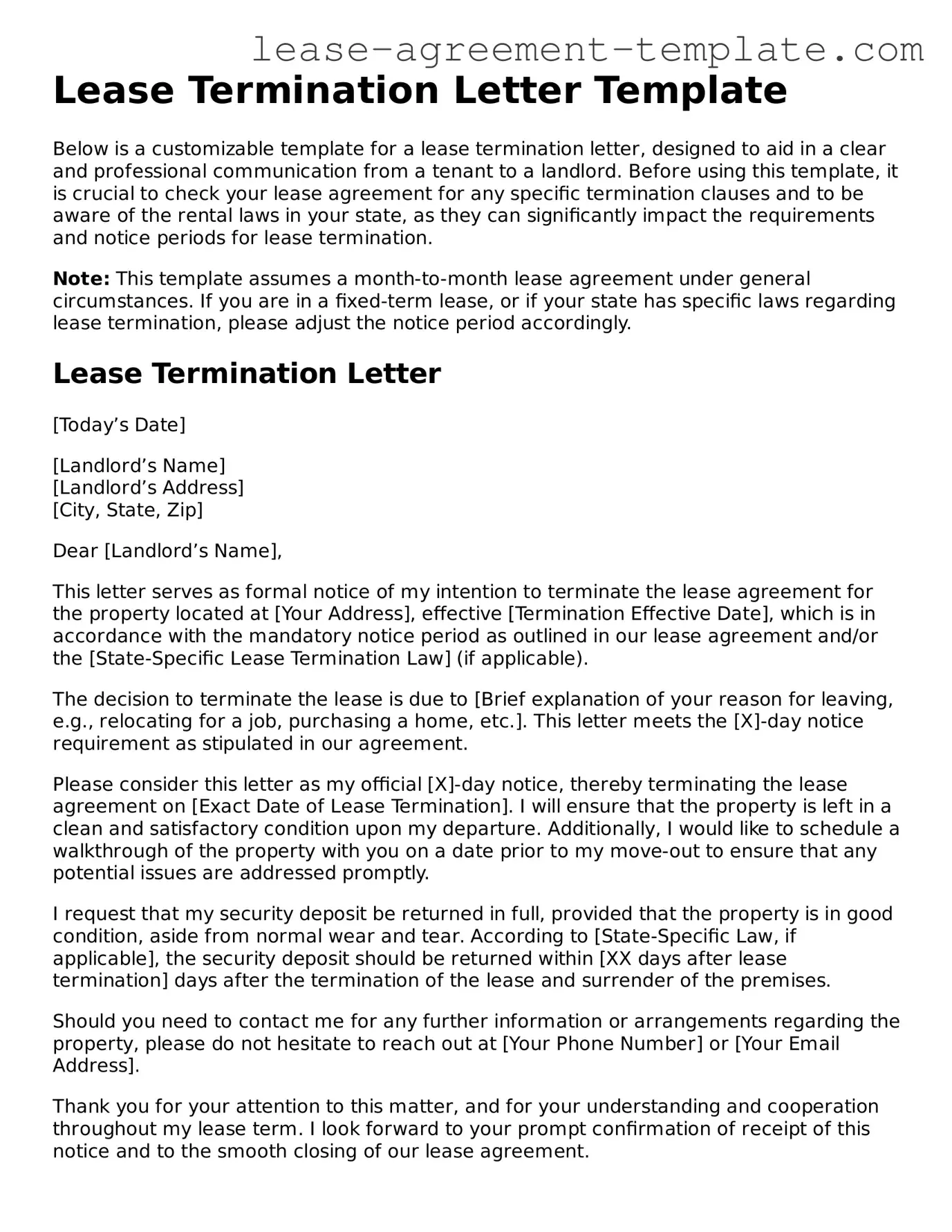 Legal Lease Termination Letter Document