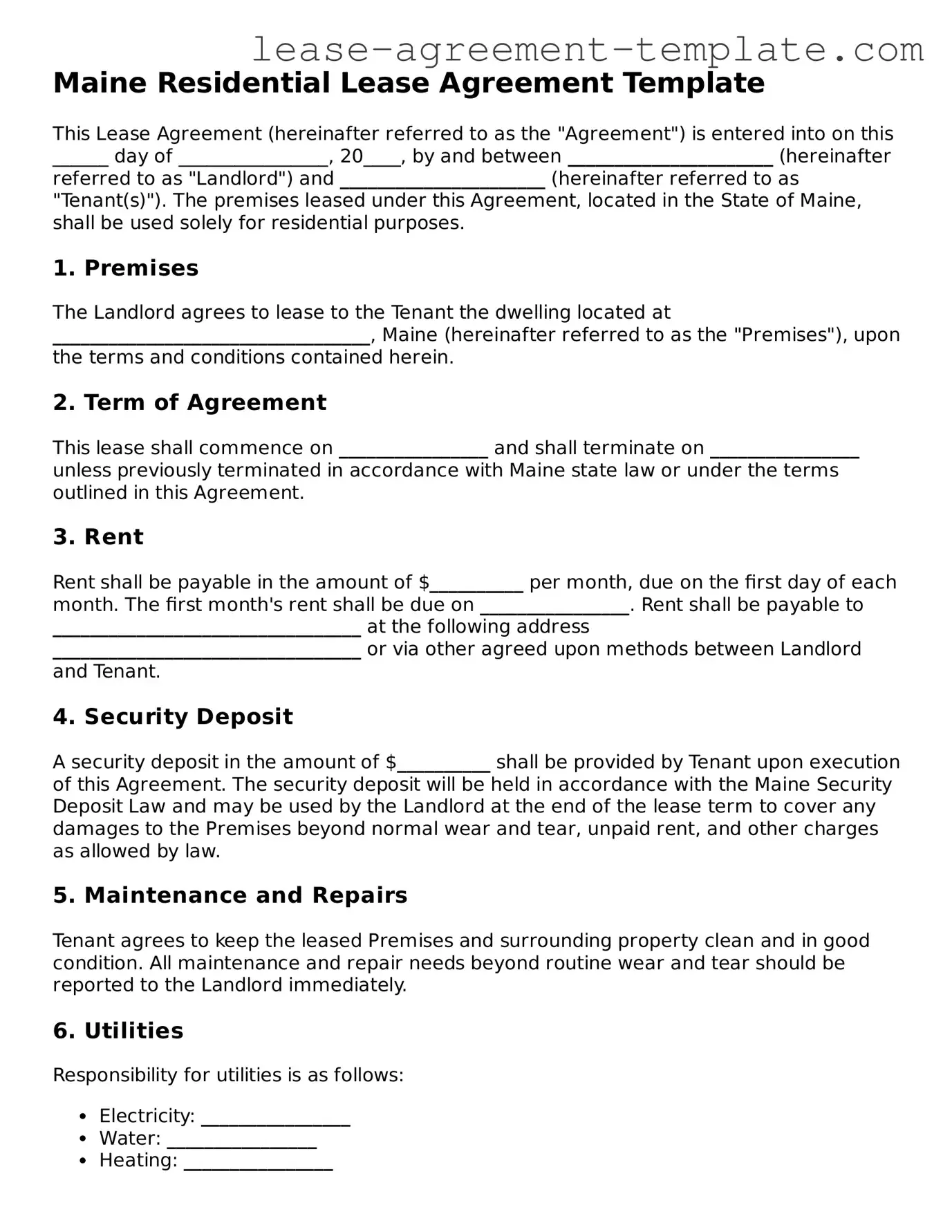 Attorney-Approved Maine Residential Lease Agreement Form