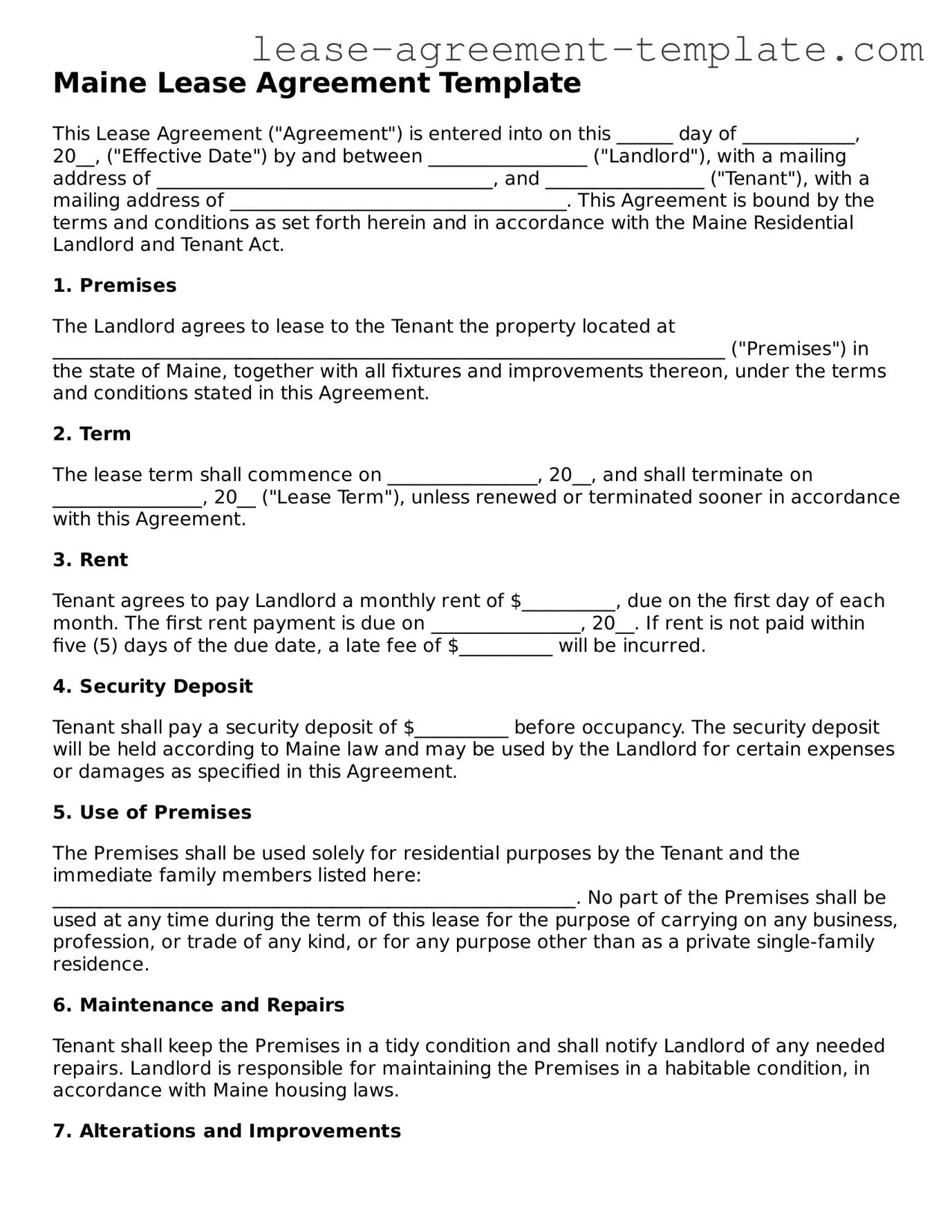 Attorney-Approved Maine Lease Agreement Form
