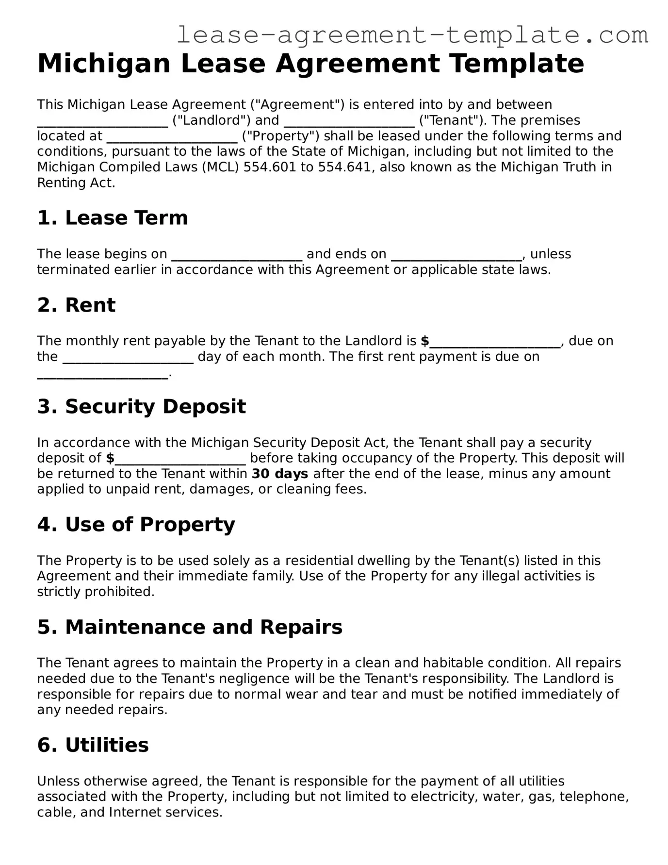 Attorney-Approved Michigan Lease Agreement Form