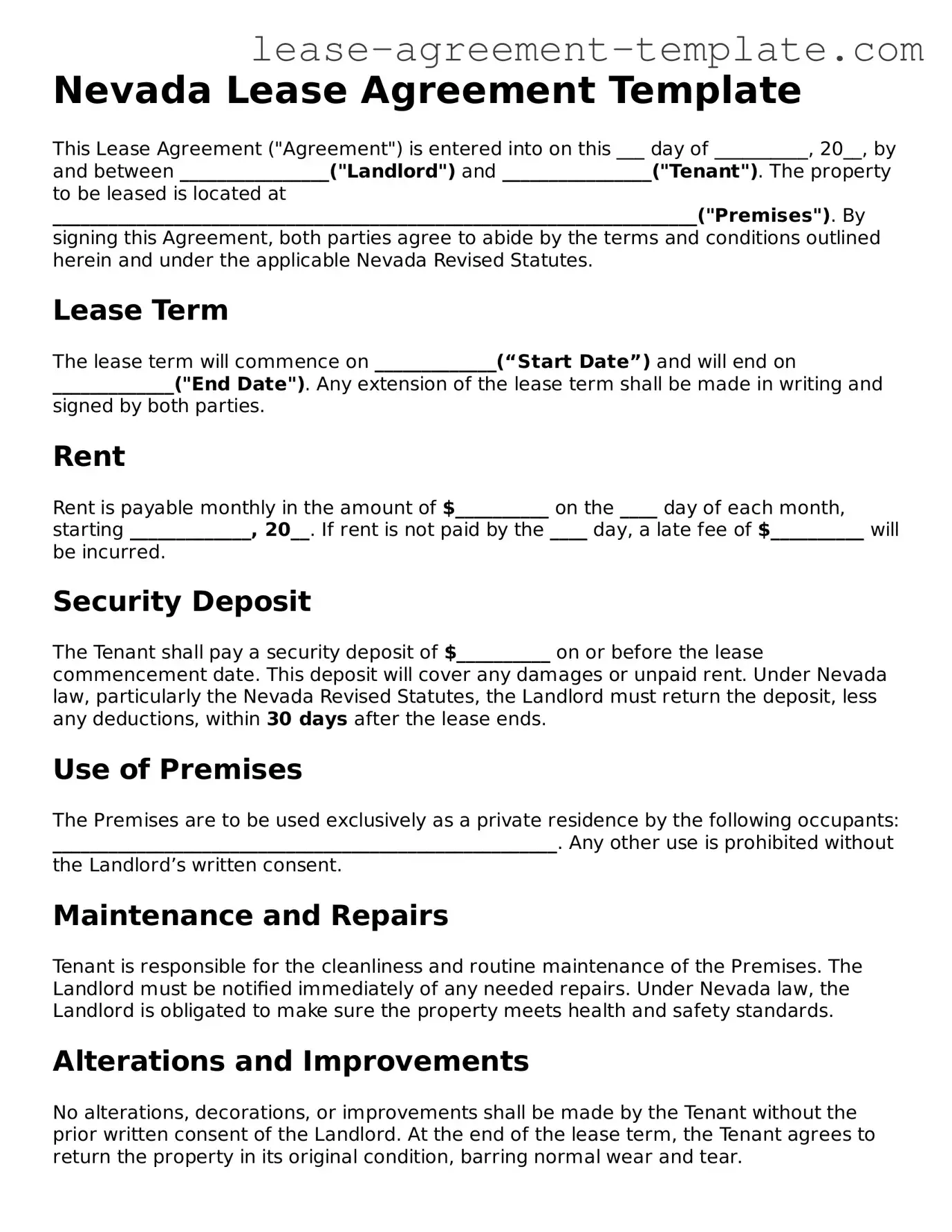 Attorney-Approved Nevada Lease Agreement Form