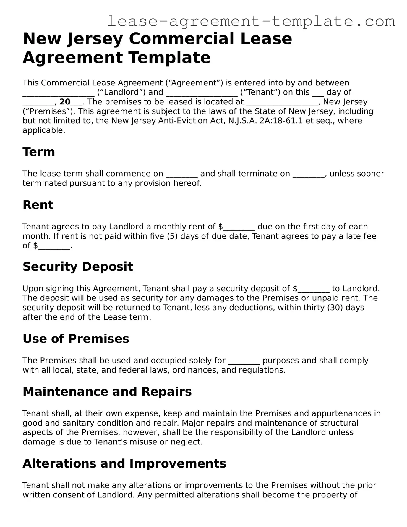 Attorney-Approved New Jersey Commercial Lease Agreement Form