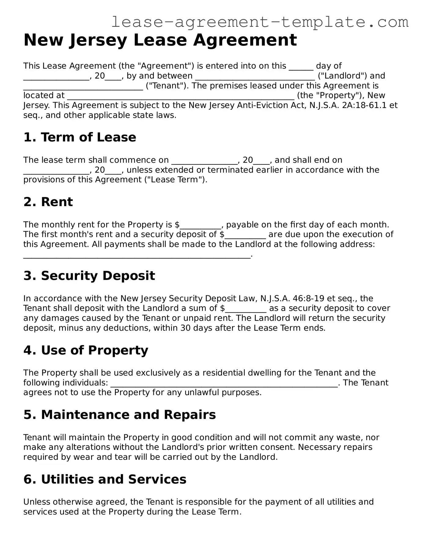 Attorney-Approved New Jersey Lease Agreement Form