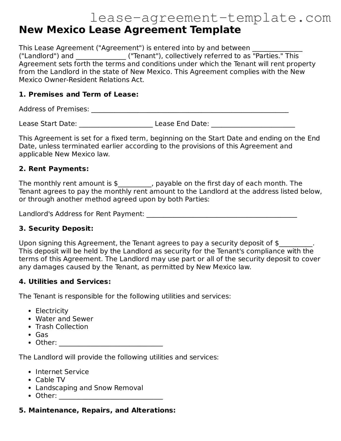 Attorney-Approved New Mexico Lease Agreement Form