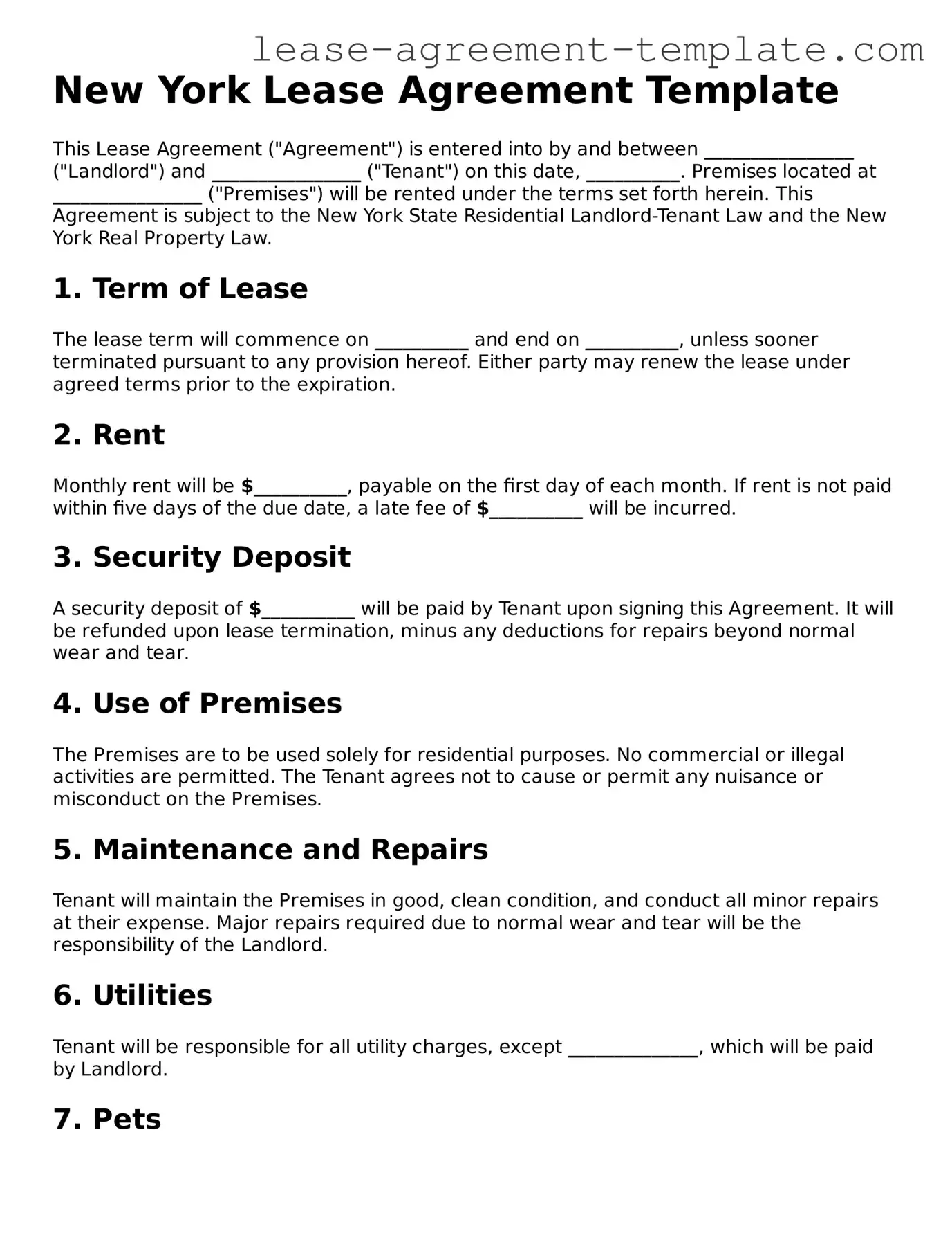 Attorney-Approved New York Lease Agreement Form