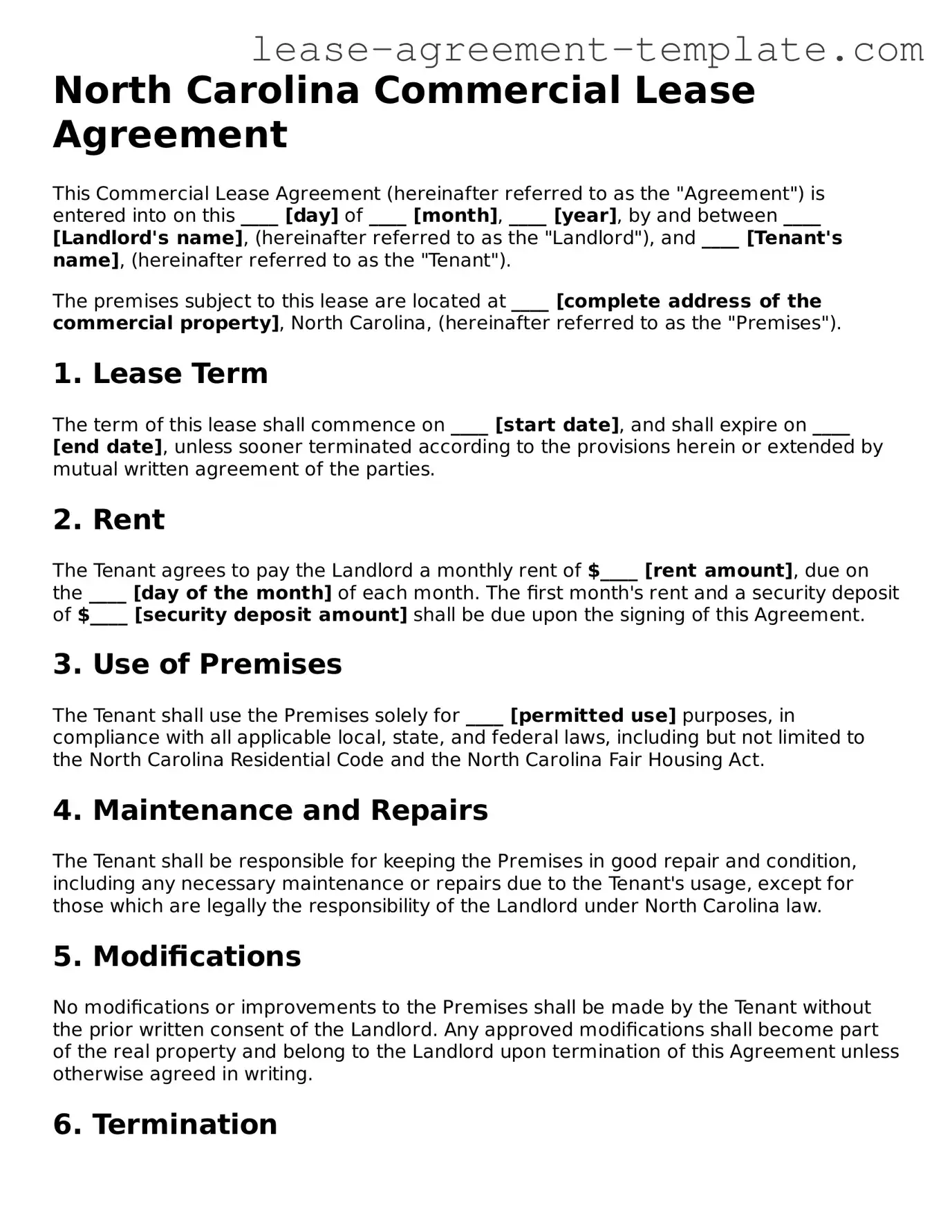 Attorney-Approved North Carolina Commercial Lease Agreement Form
