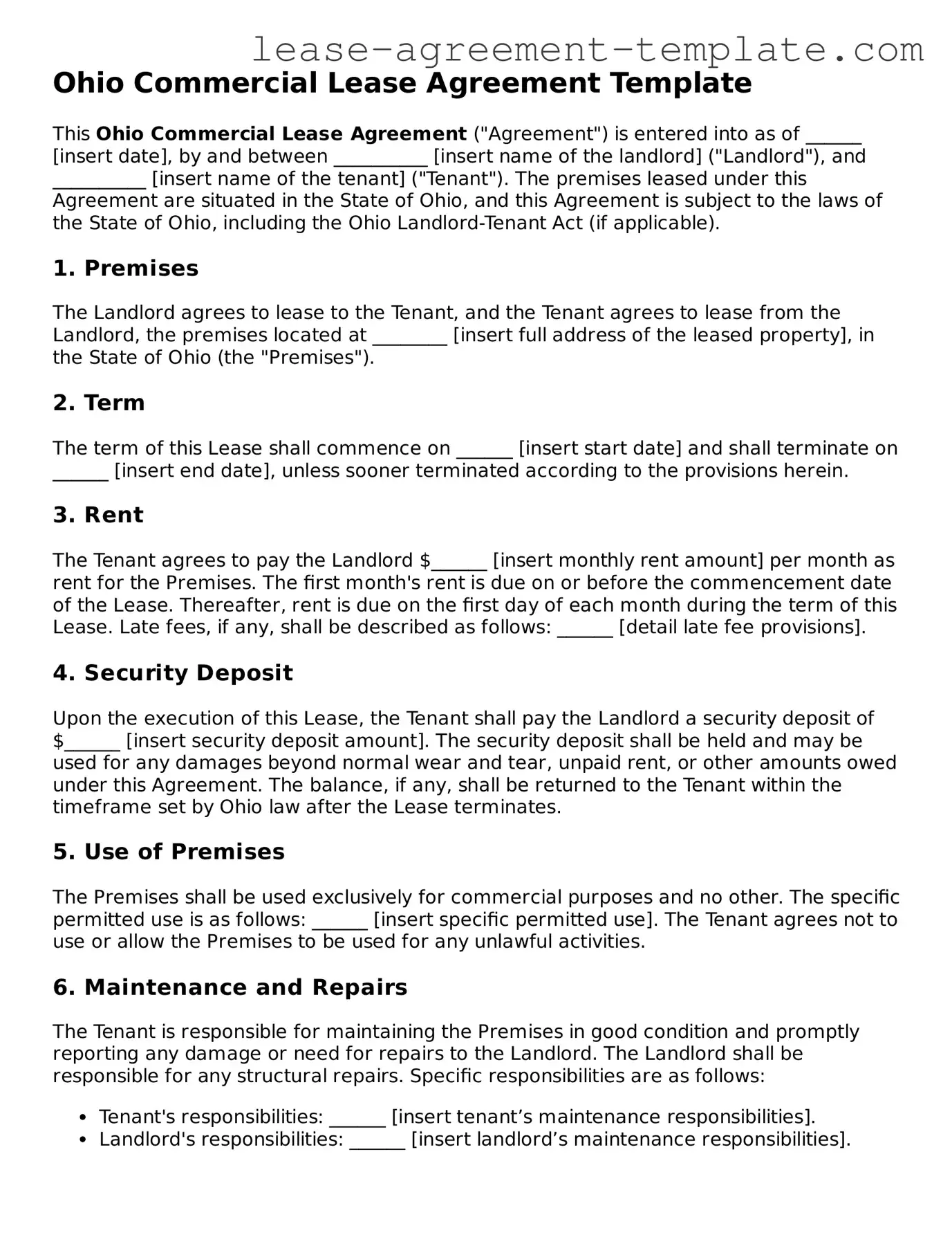 Attorney-Approved Ohio Commercial Lease Agreement Form