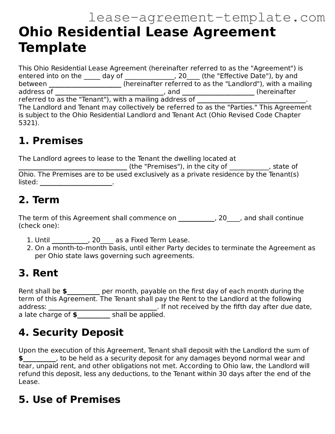 Attorney-Approved Ohio Residential Lease Agreement Form