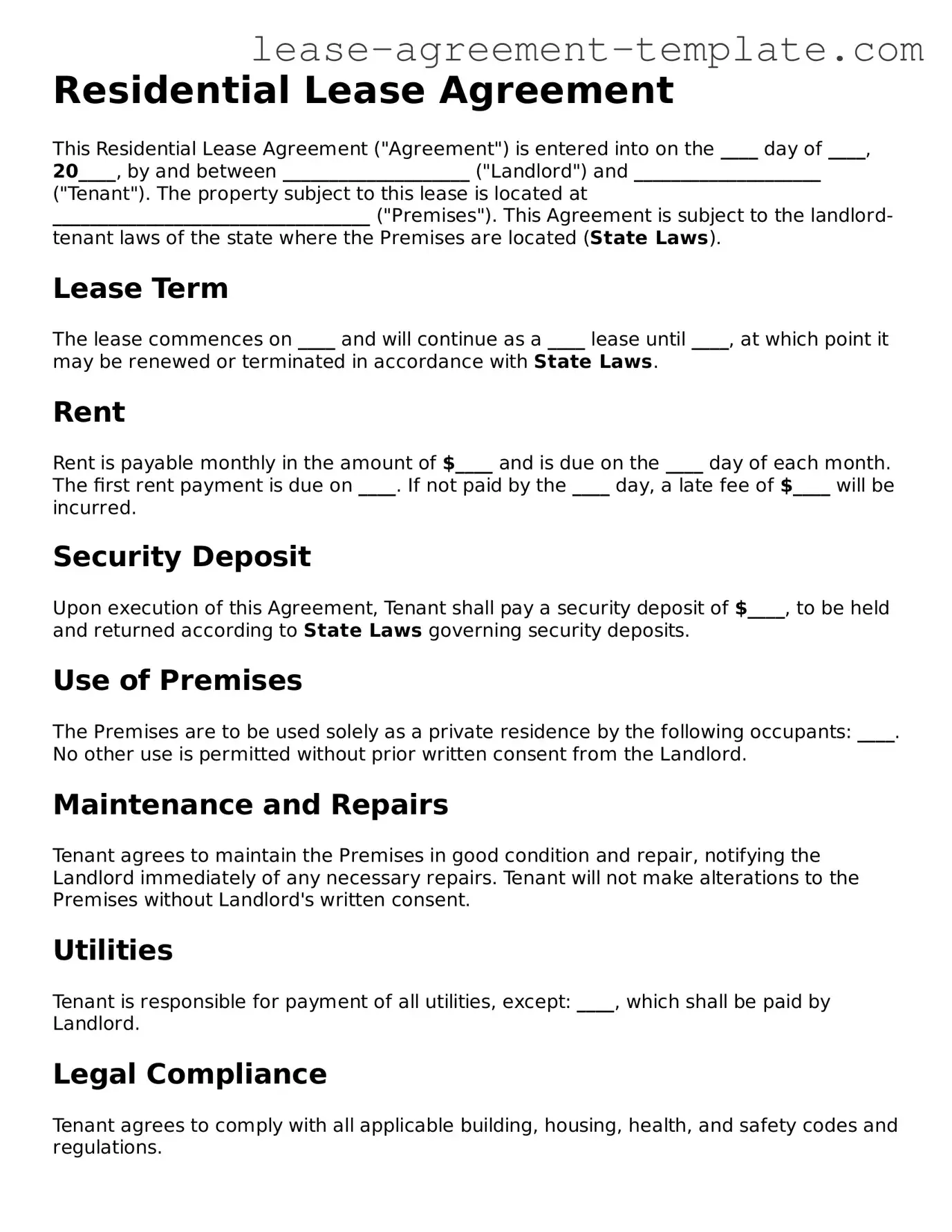 Legal Lease Agreement Document
