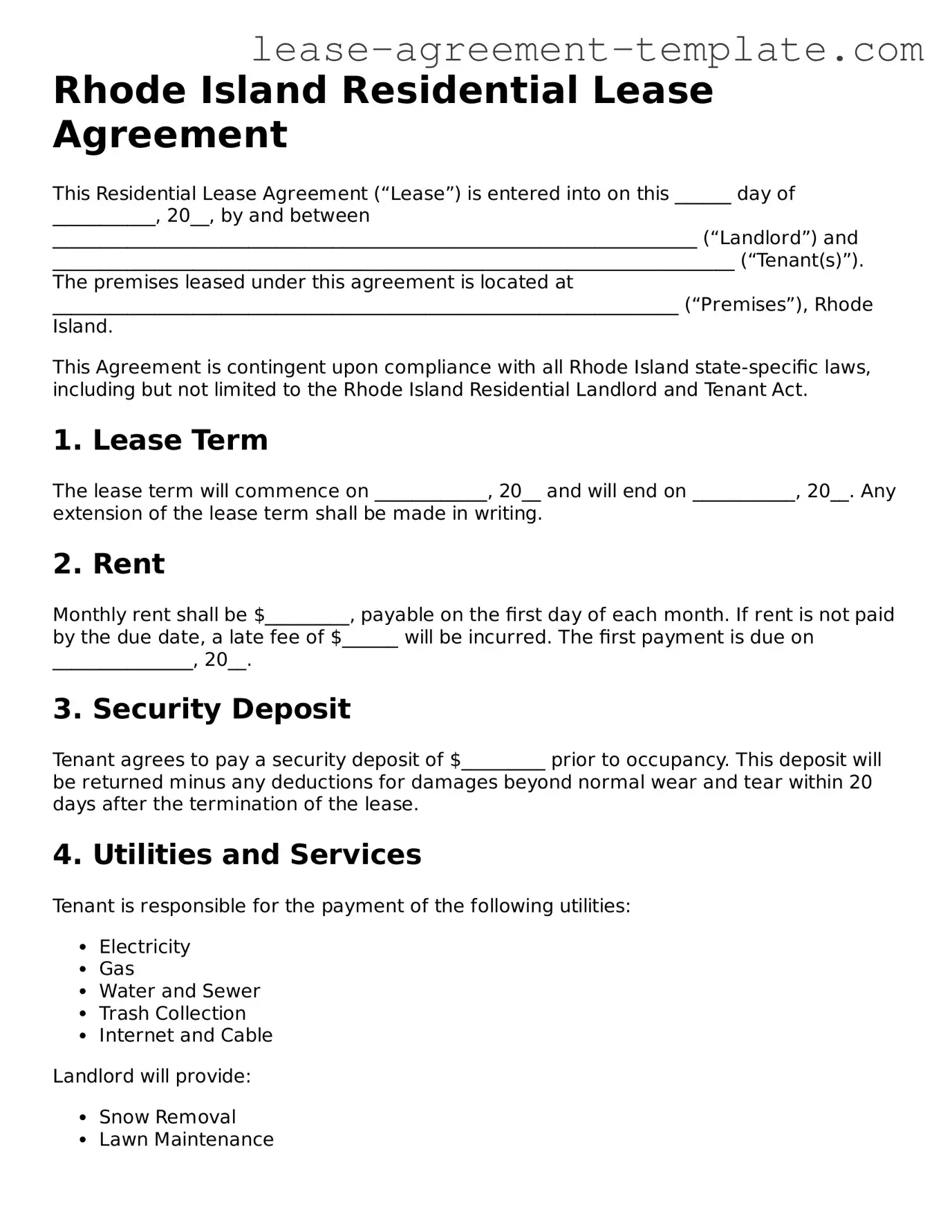 Attorney-Approved Rhode Island Residential Lease Agreement Form