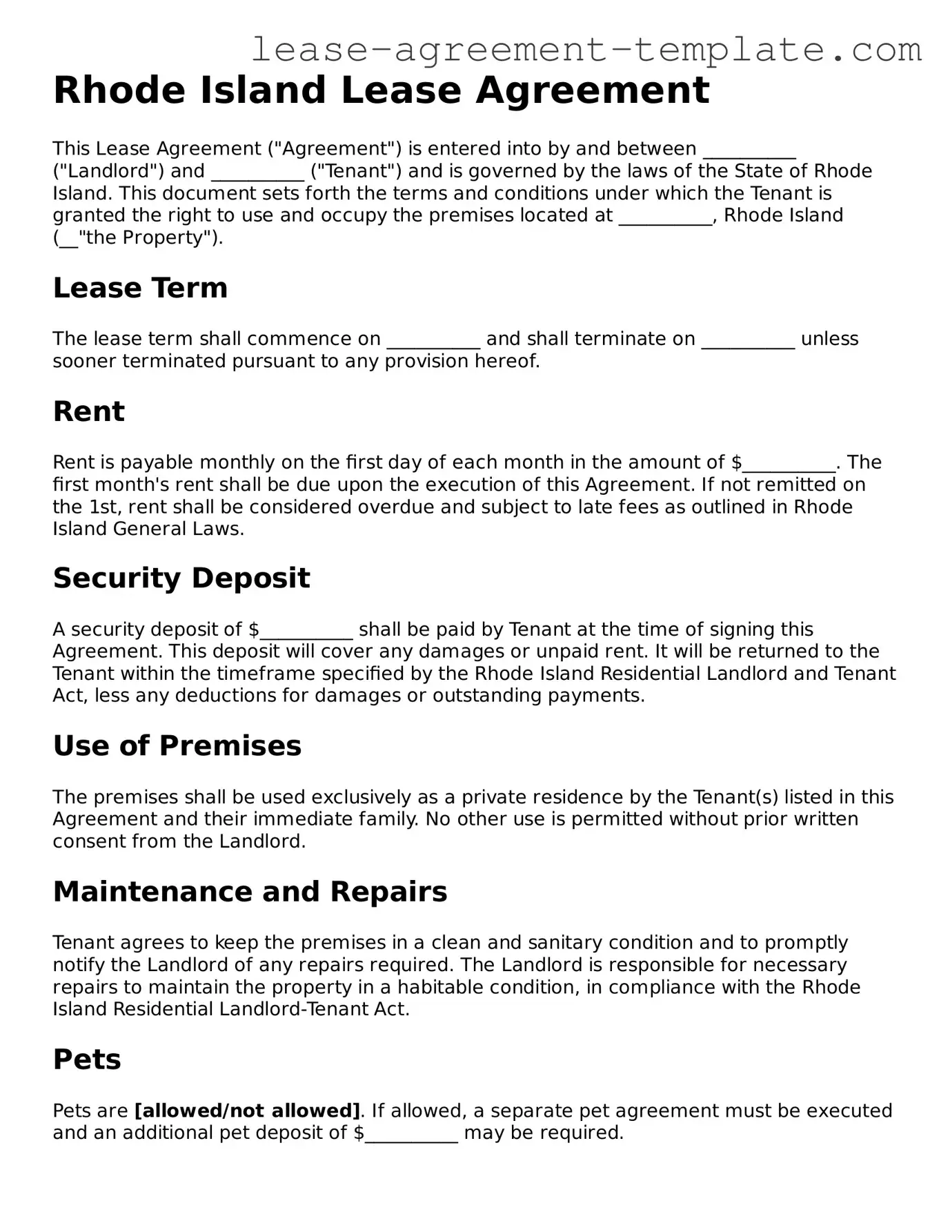 Attorney-Approved Rhode Island Lease Agreement Form