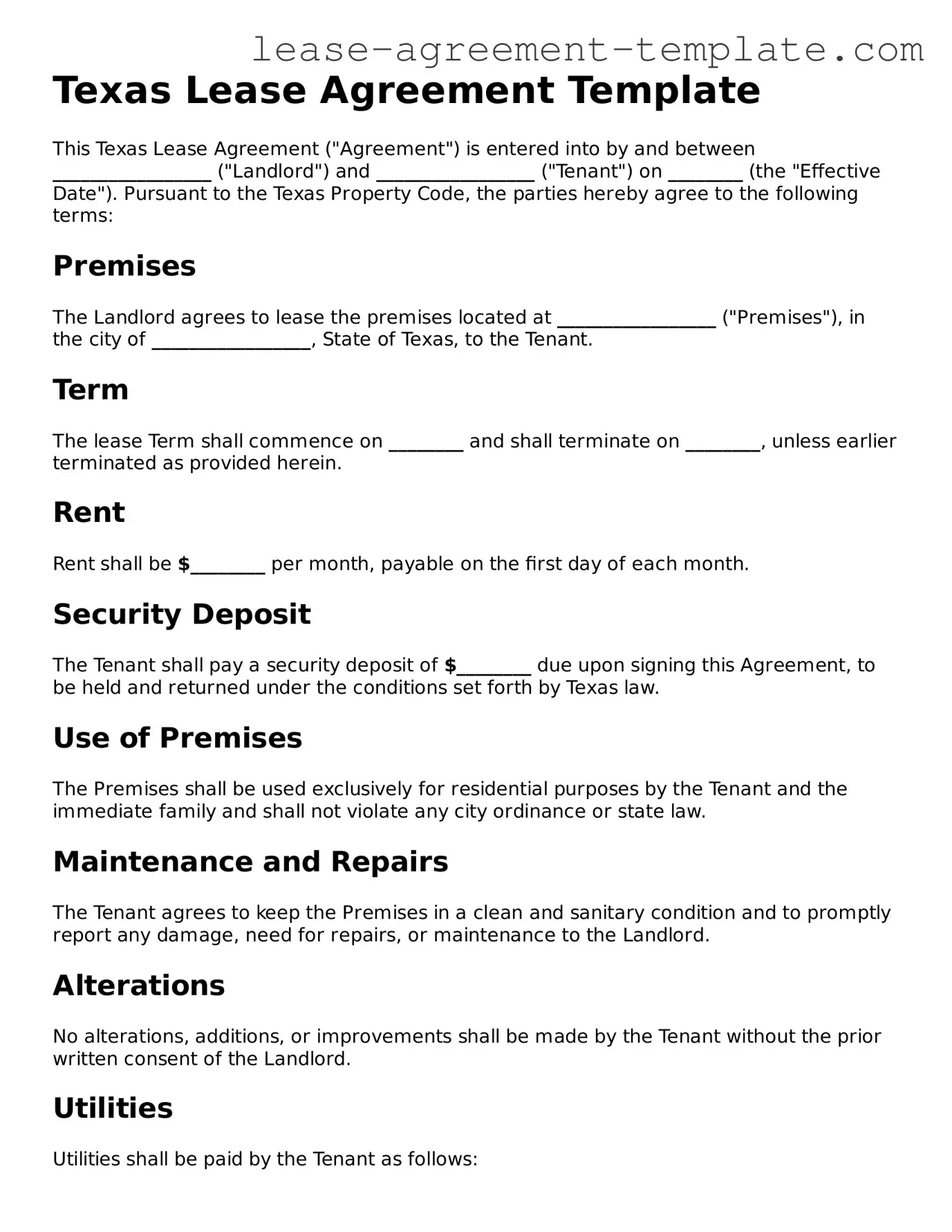 Attorney-Approved Texas Lease Agreement Form