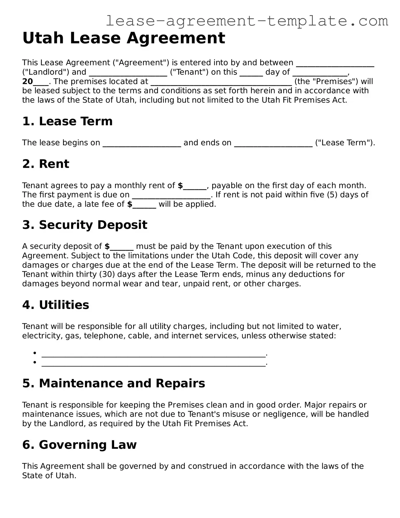 Attorney-Approved Utah Lease Agreement Form