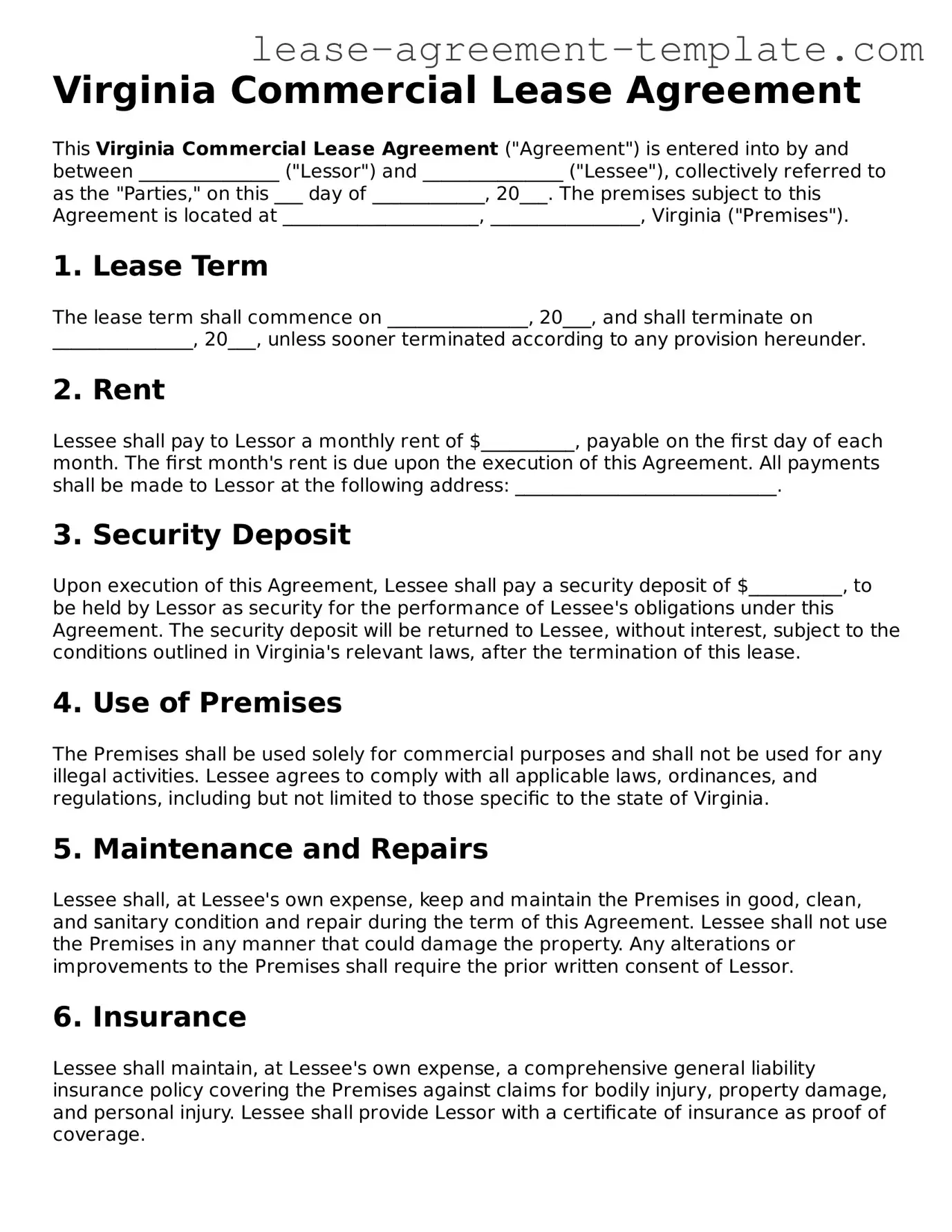Attorney-Approved Virginia Commercial Lease Agreement Form