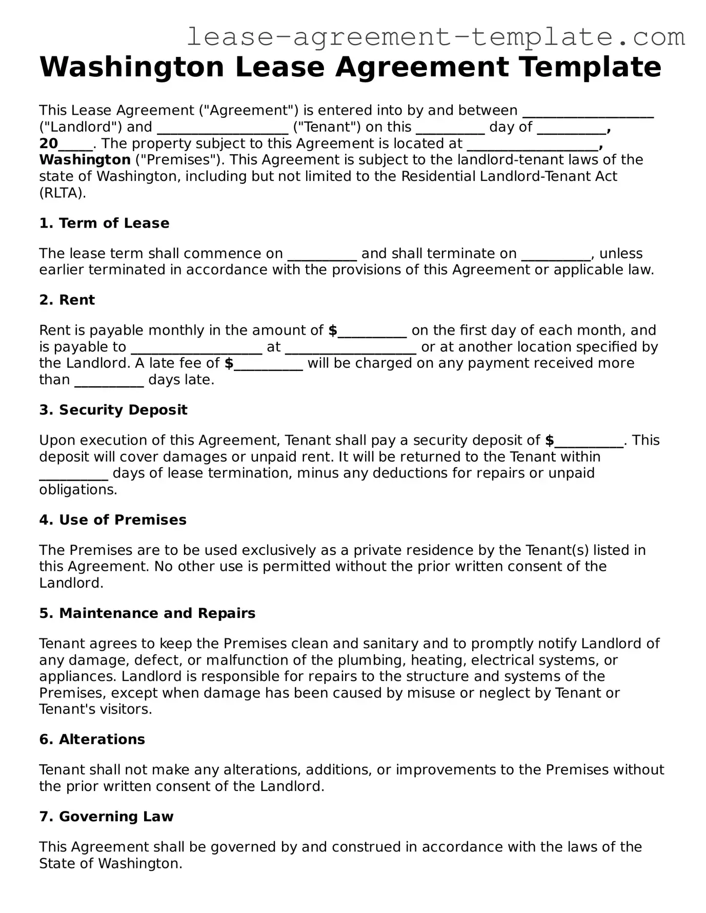 Attorney-Approved Washington Lease Agreement Form