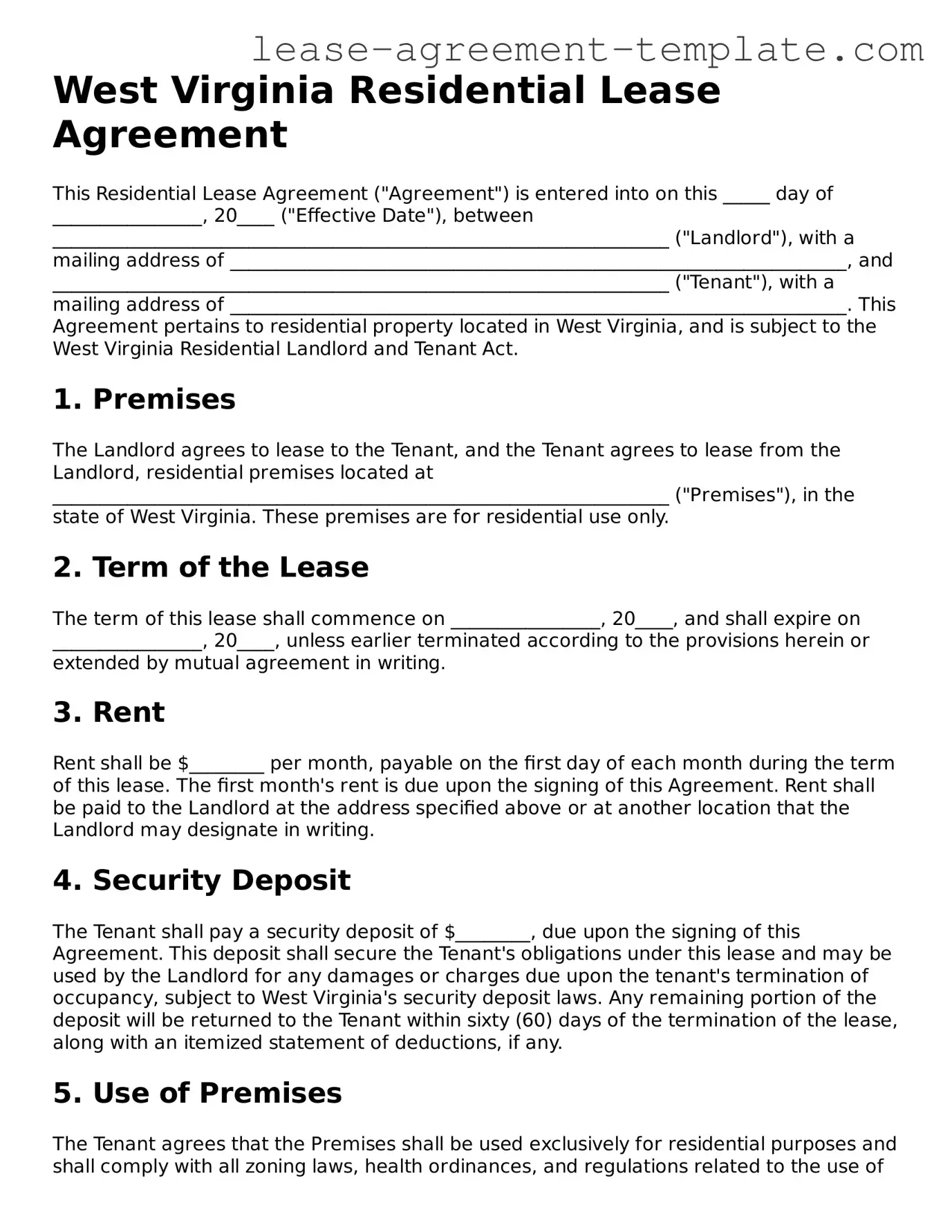 Attorney-Approved West Virginia Residential Lease Agreement Form