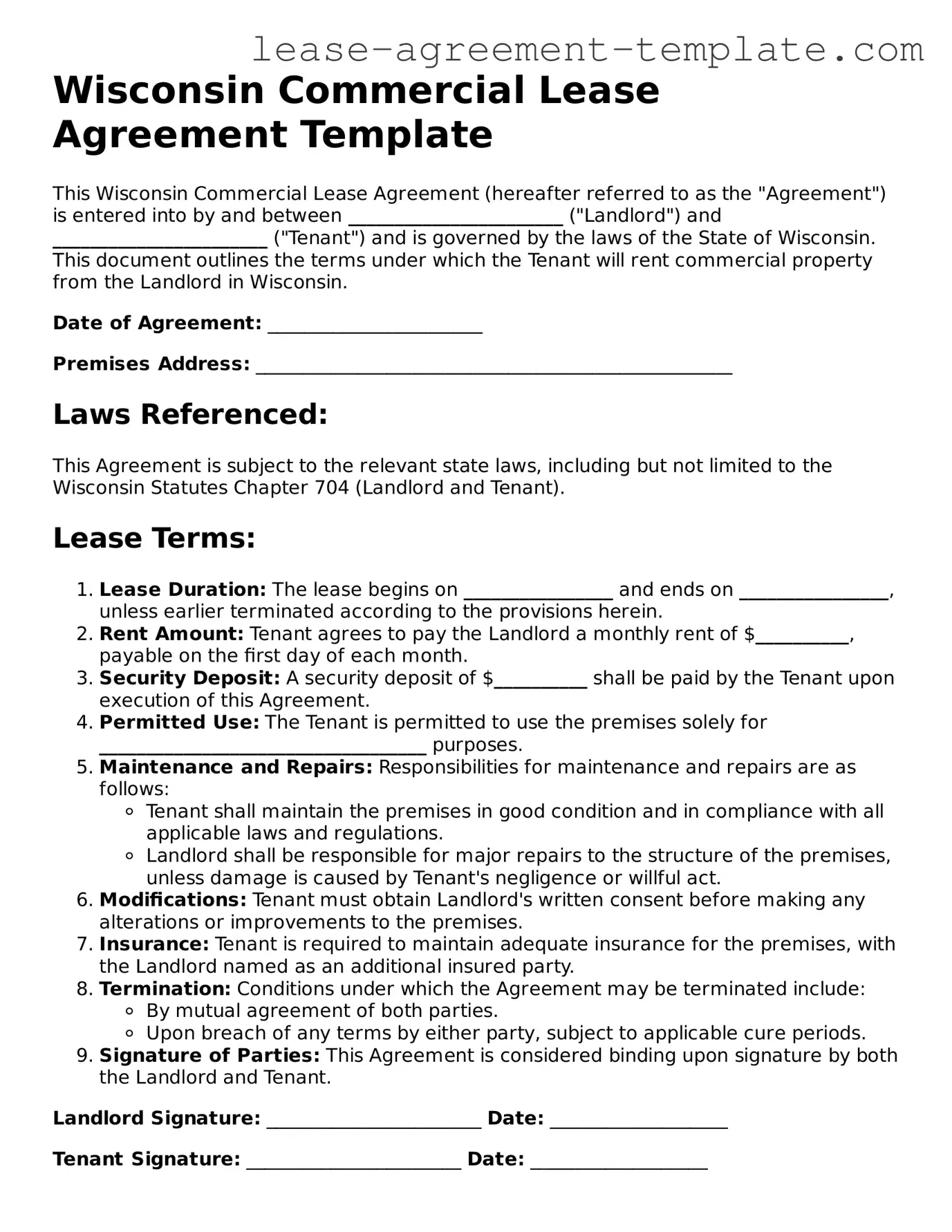 Attorney-Approved Wisconsin Commercial Lease Agreement Form