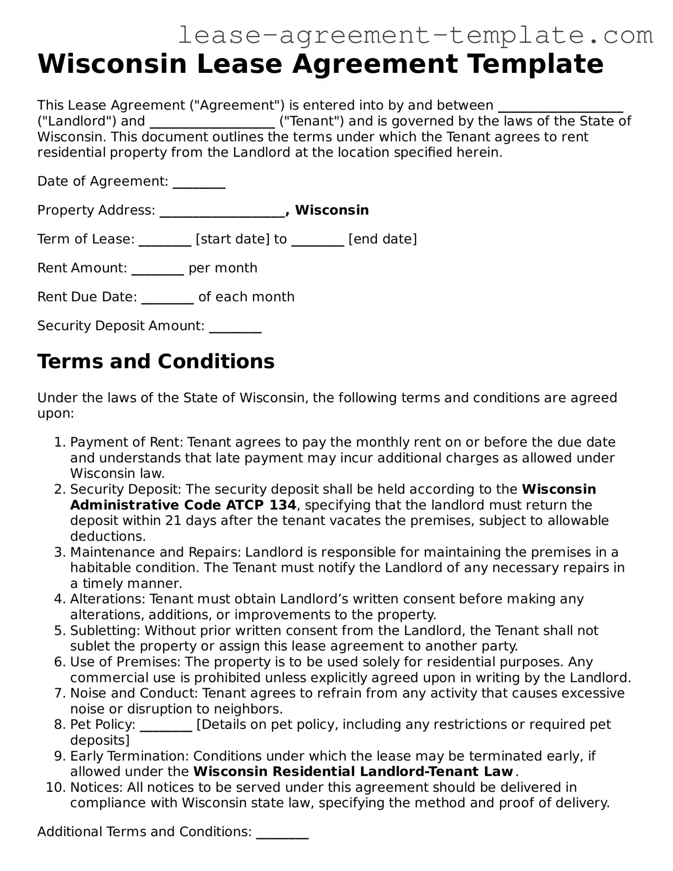 Attorney-Approved Wisconsin Lease Agreement Form